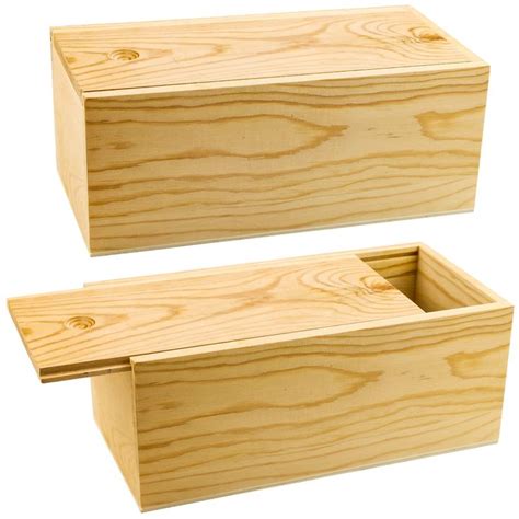 wooden box with metal trout on sliding lid|BILLIOTEAM 2 Pack Unfinished Wood Storage Box with Slide .